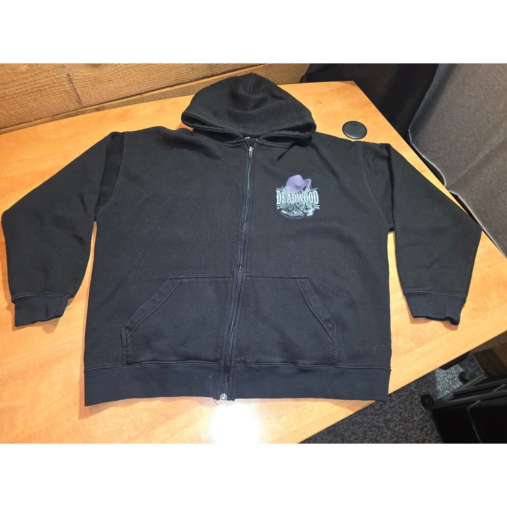 Deadwood South Dakota Jeep Girl Full Zip Hoodie Black and Purple Graphic XL